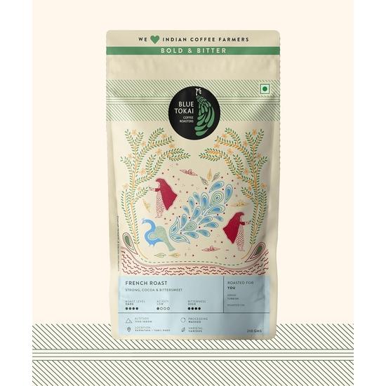 Blue Tokai Coffee Roasters Французская обжарка - Темная обжарка|Турецкий помол 250 г|100% Арабика|Спешелти кофе|Свежеобжаренный молотый кофе,Пакет 250GM