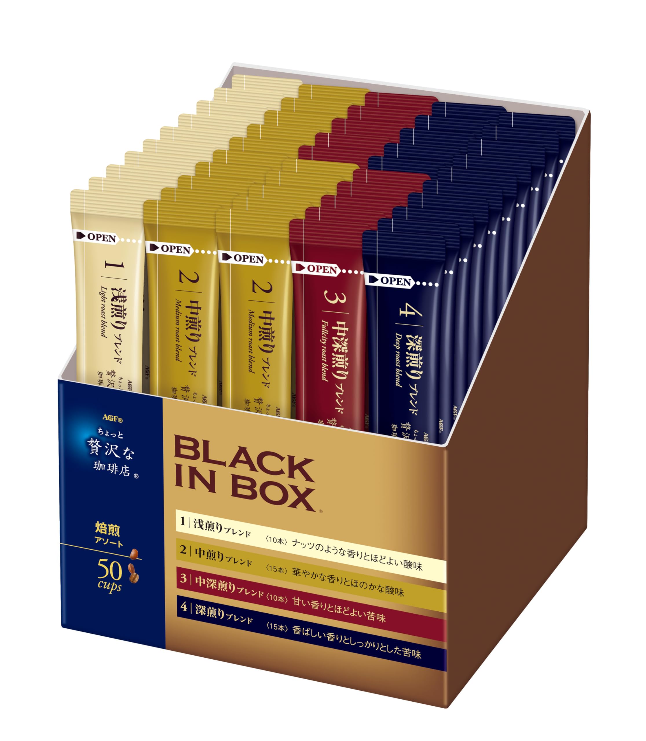 AGF Немного роскошная кофейня Black in Box Stick Black Roast Ассортимент обжарки темная обжарка смесь 15 светлая обжарка средняя темная обжарка смесь 10 50