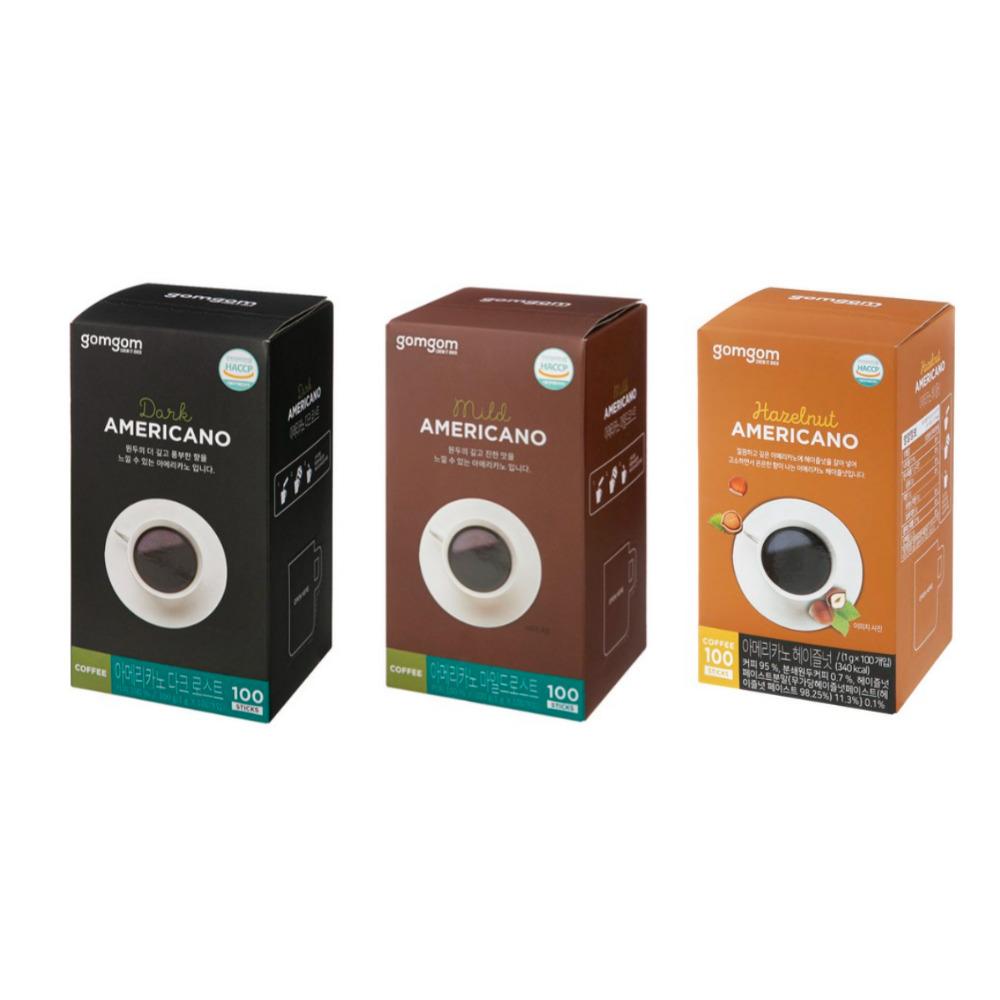 [Гомгом] Американо 100 стиков (3 вкуса) / Тёмная обжарка, Мягкая обжарка, Лесной орех Mild Roast 100stick